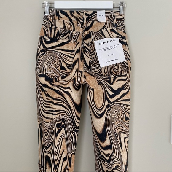 Good American Good Classic Print High Waist
Ankle Crop Jeans Natural Swirl 24 - Picture 12 of 16